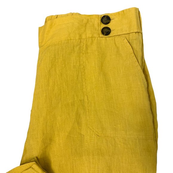 Ellen Tracy Yellow Wide Leg Linen Pants - Picture 3 of 7